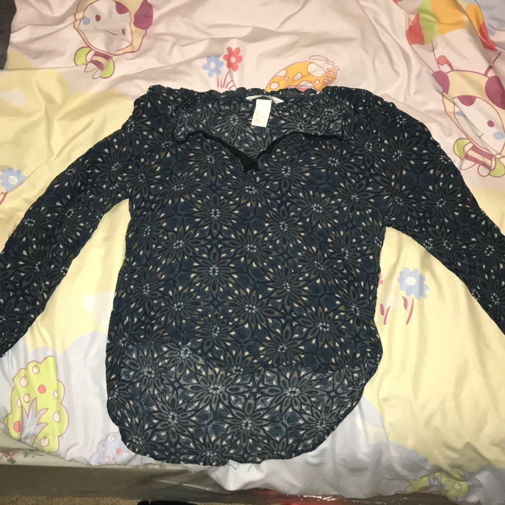 Navy Flowered Blouse
